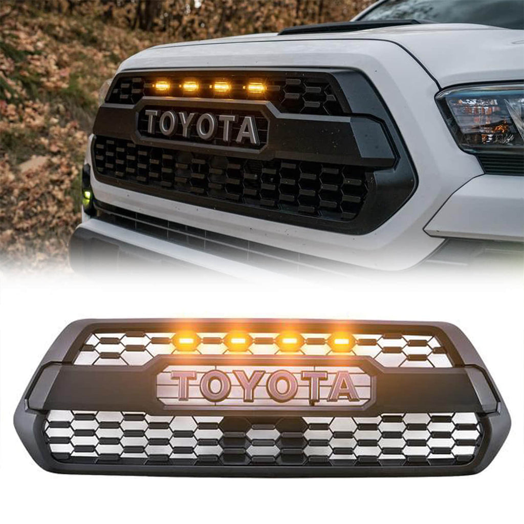 Front Grill for Tacoma 2016-2022 with Amber Grille Lights Sensor Cover Garnish