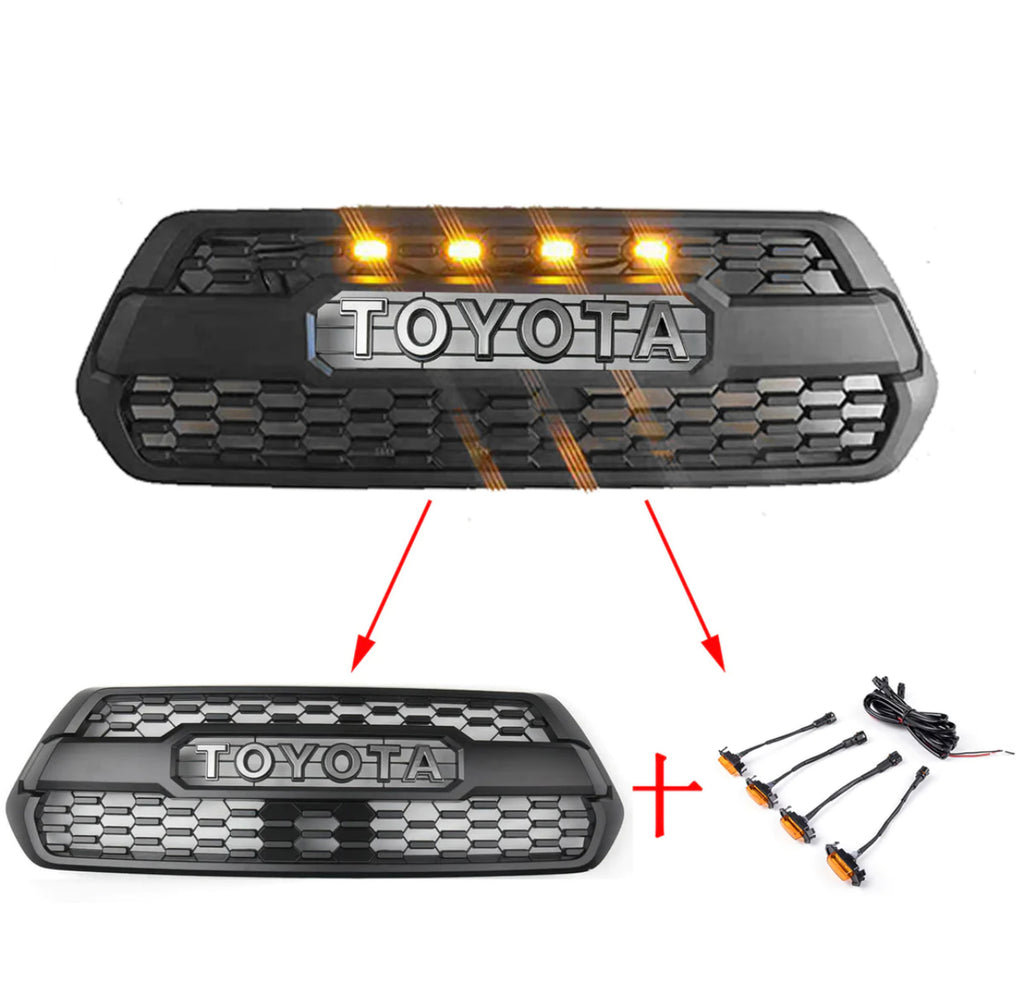 Front Grill for Tacoma 2016-2022 with Amber Grille Lights Sensor Cover Garnish